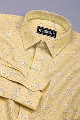 Candy Yellow with Black Sprinkle Printed Cotton shirt