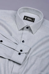 Soft Grey Woven Texture Solid Cotton Shirt