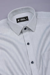 Soft Grey Woven Texture Solid Cotton Shirt