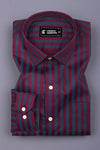 Wine with Charcoal Striped Cotton Shirt