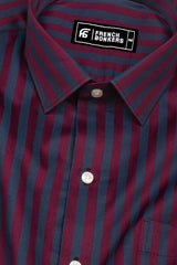 Wine with Charcoal Striped Cotton Shirt