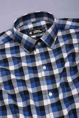Ingrid Blue Herringbone Pattern Check Shirt