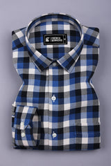 Ingrid Blue Herringbone Pattern Check Shirt