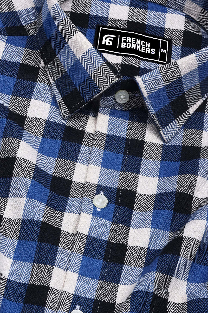 Ingrid Blue Herringbone Check Shirt for Men – Hamercop