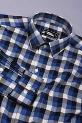 Ingrid Blue Herringbone Pattern Check Shirt