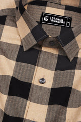 Fenix Cream with Black Herringbone Pattern Check Shirt