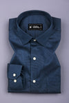 Shadow Blue Maze Pattern Printed Cotton Shirt