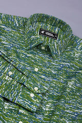 Safari Green Random Sprinkle Printed Cotton Shirt