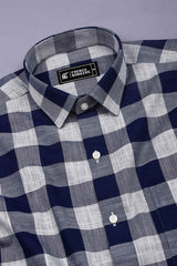 Metrix Blue Twill Texture Cotton Check Shirt