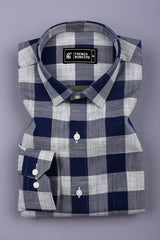 Metrix Blue Twill Texture Cotton Check Shirt