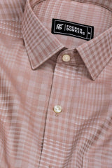 Oyster Brown Twill Check Cotton Shirt