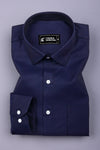 Horizone Blue Twill Texture Solid Cotton Shirt