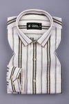 Crovia Off-White Shirt with Elegant Stripes Cotton Shirt