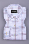 Velmond White with Multi-Line Check Cotton Shirt