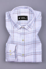 Velmond White with Multi-Line Check Cotton Shirt