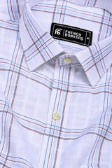 Velmond White with Multi-Line Check Cotton Shirt
