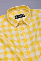Rivano Yellow and  White Box Check Cotton Shirt