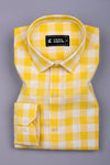 Rivano Yellow and  White Box Check Cotton Shirt