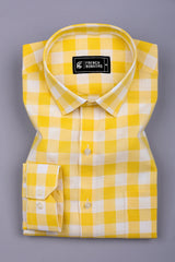 Rivano Yellow and  White Box Check Cotton Shirt