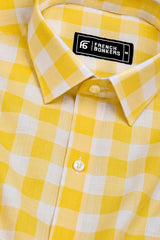 Rivano Yellow and  White Box Check Cotton Shirt