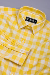 Rivano Yellow and  White Box Check Cotton Shirt