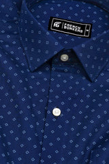 Bravino Blue Shadow Diamond Print Cotton Shirt
