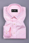 Trevona Peach with Fine Maroon Design Cotton Shirt