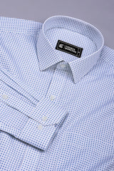 Dexiva White and Blue Ditsy Print Cotton Shirt