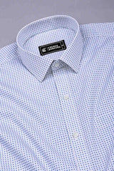 Dexiva White and Blue Ditsy Print Cotton Shirt