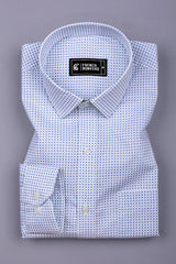 Dexiva White and Blue Ditsy Print Cotton Shirt