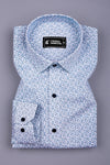 Orbit Grid Sky Blue  Printed Cotton Shirt