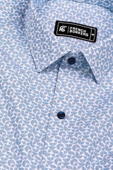 Orbit Grid Sky Blue  Printed Cotton Shirt