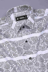 Quorra White with Black Paisley Print Cotton Shirt