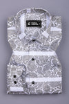 Quorra White with Black Paisley Print Cotton Shirt