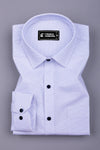 Twilight Drizzle White with Blue Printed Cotton Shirt