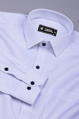 Twilight Drizzle White with Blue Printed Cotton Shirt