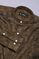 Clyven Mehndi Leaf Print Cotton Shirt
