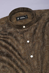 Clyven Mehndi Leaf Print Cotton Shirt