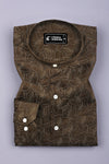 Clyven Mehndi Leaf Print Cotton Shirt