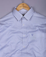 Walen Blue With Gray Stripe Premium Giza Shirt