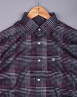 Avron Burgundy With Gray Houndstooth Check Premium Giza Shirt
