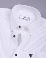 Orsen White With Black Dotted Dobby Cotton Shirt