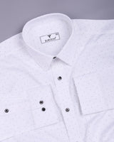 Orsen White With Black Dotted Dobby Cotton Shirt