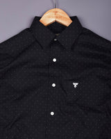 Orsen Black With White Dotted Dobby Cotton Shirt
