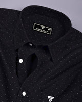 Orsen Black With White Dotted Dobby Cotton Shirt