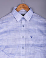 Nivor Blue With White Weft Stripe Amsler Linen Shirt