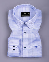 Nivor Blue With White Weft Stripe Amsler Linen Shirt