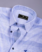 Nivor Blue With White Weft Stripe Amsler Linen Shirt