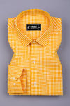 Bravixo Yellow and White Grid Cotton Shirt