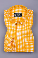 Bravixo Yellow and White Grid Cotton Shirt